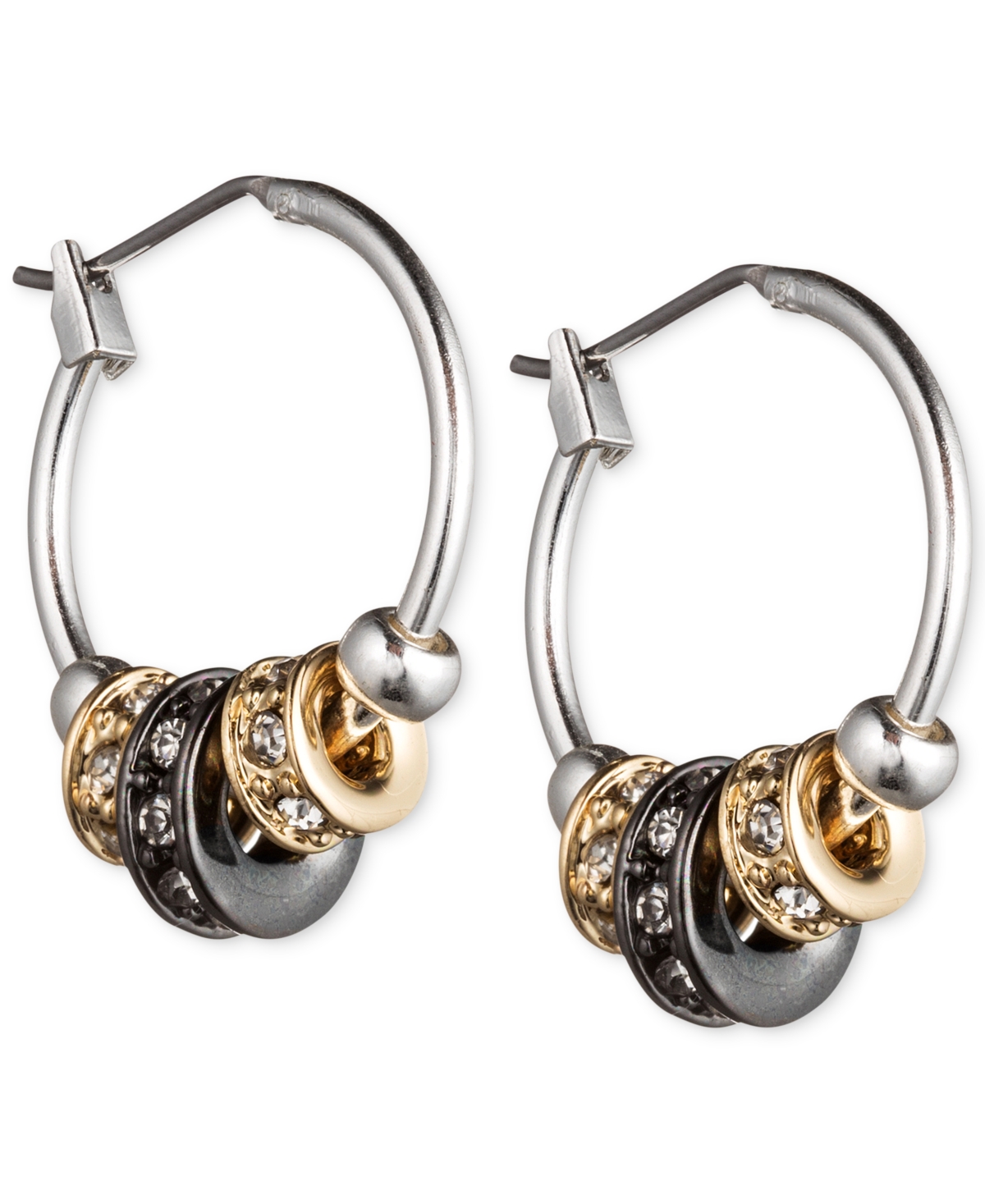 Nine West Tri-tone 3/4" Slider Hoop Earrings In Multi