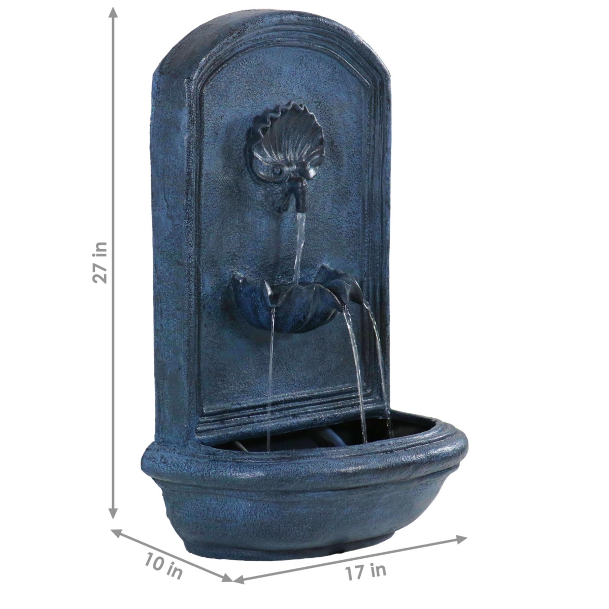 Sunnydaze Decor Seaside Polystone Outdoor Solar Wall Fountain - Lead