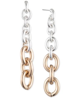 Lauren Ralph Lauren Two-Tone Graduated Chain Link Drop Earrings - Macy's