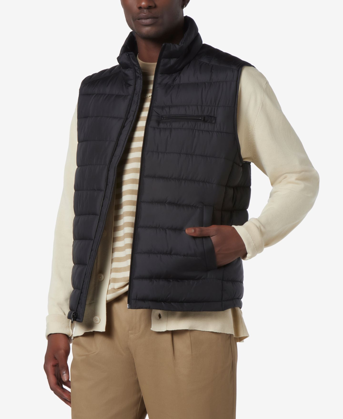 Мужской жилет Marc New York Gershwin Channel Quilt Packable Vest, цвет: Чёрный — фото 3