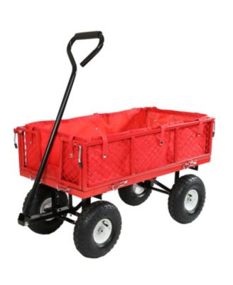 Sunnydaze Decor Red Small Steel Garden Cart with Folding Sides ...