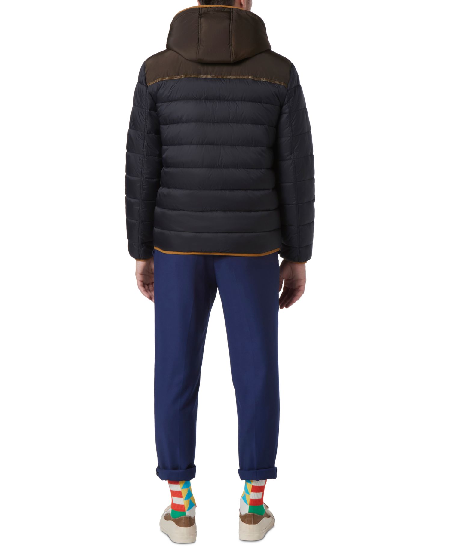Men's Malone Mixed-Media Colorblocked Packable Hooded Jacket