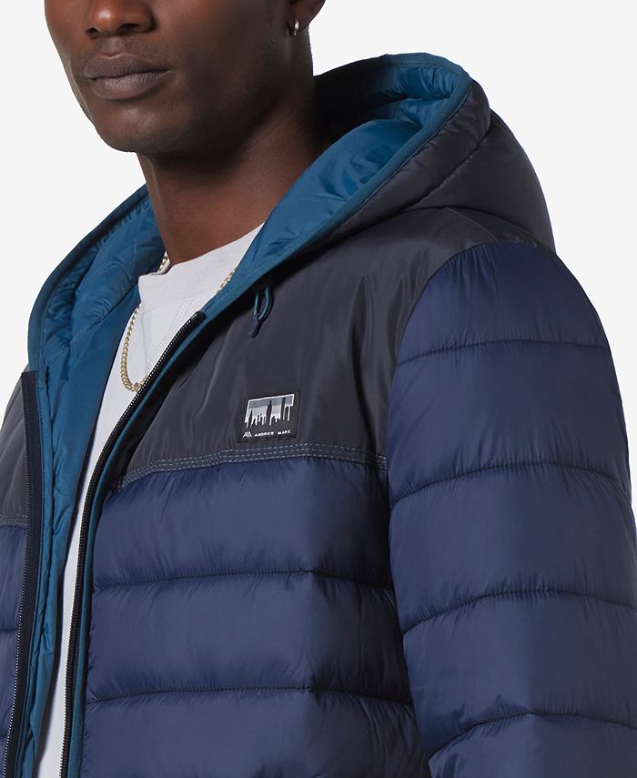 Marc New York Men's Malone MixedMedia Colorblocked Packable Hooded