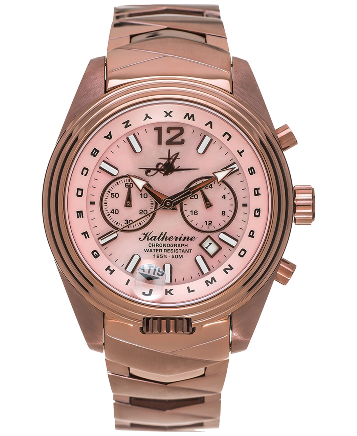 Abingdon Co. Women's Katherine Chronograph Multifunctional Chocolate Ion-plated Stainless Steel Bracelet Watch 40