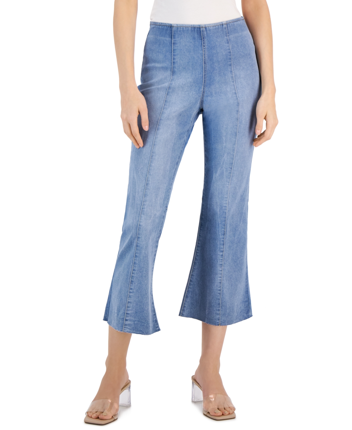Inc International Concepts Women's High-rise Pull-on Flared Cropped Jeans, Created For Macy's In Light Indigo