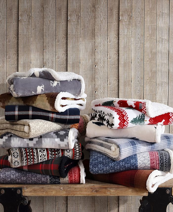 Eddie Bauer Fair Isle Ultra Soft Plush Fleece Reversible Oversized