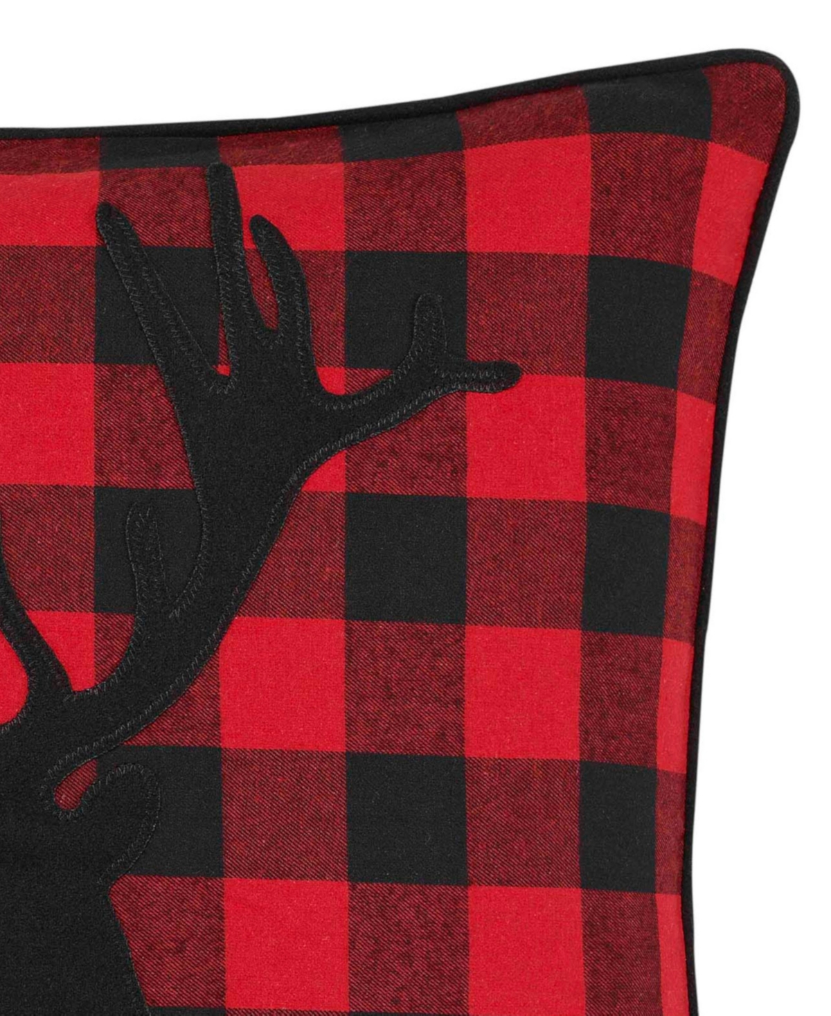 Eddie Bauer Cabin Plaid Stag Head Cotton Yarn Dye Flannel Reversible Decortive Pillow, 20" x 20"