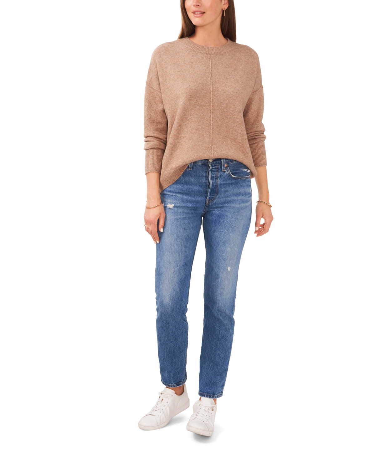 Vince Camuto Cozy Long Sleeve Extend Shoulder Sweater In Brown