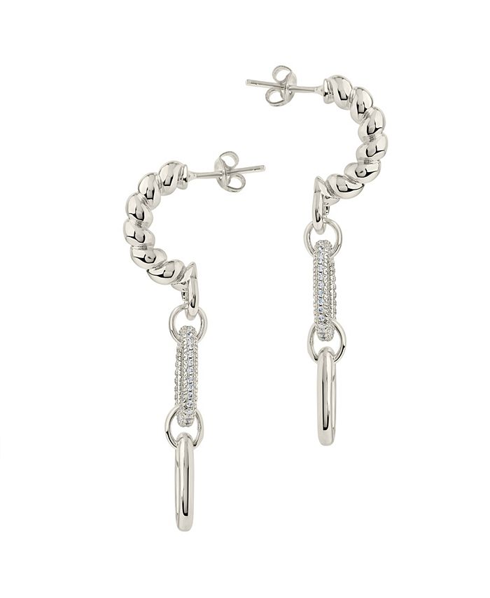 Sterling Forever Cubic Zirconia Andi Drop Hoop Earrings Macy's