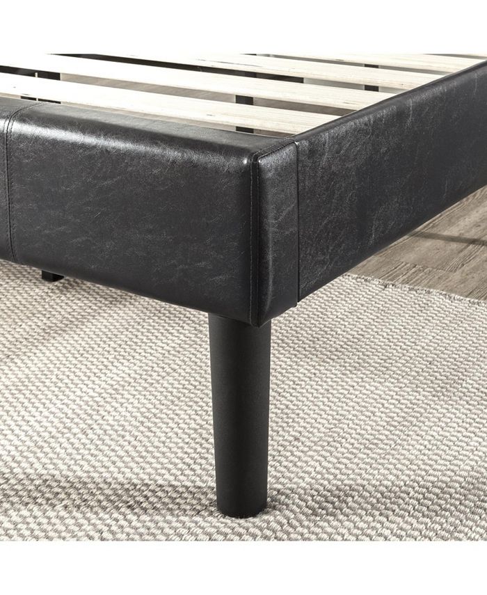 Zinus Gerard Deluxe Faux Leather Upholstered Platform Bed / Wood Slat