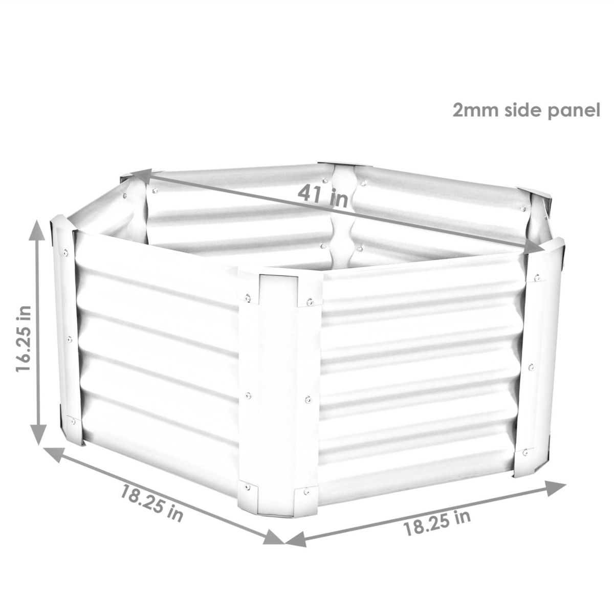 Sunnydaze Decor Powder-Coated Steel Hexagon Raised Garden Bed - Gray -