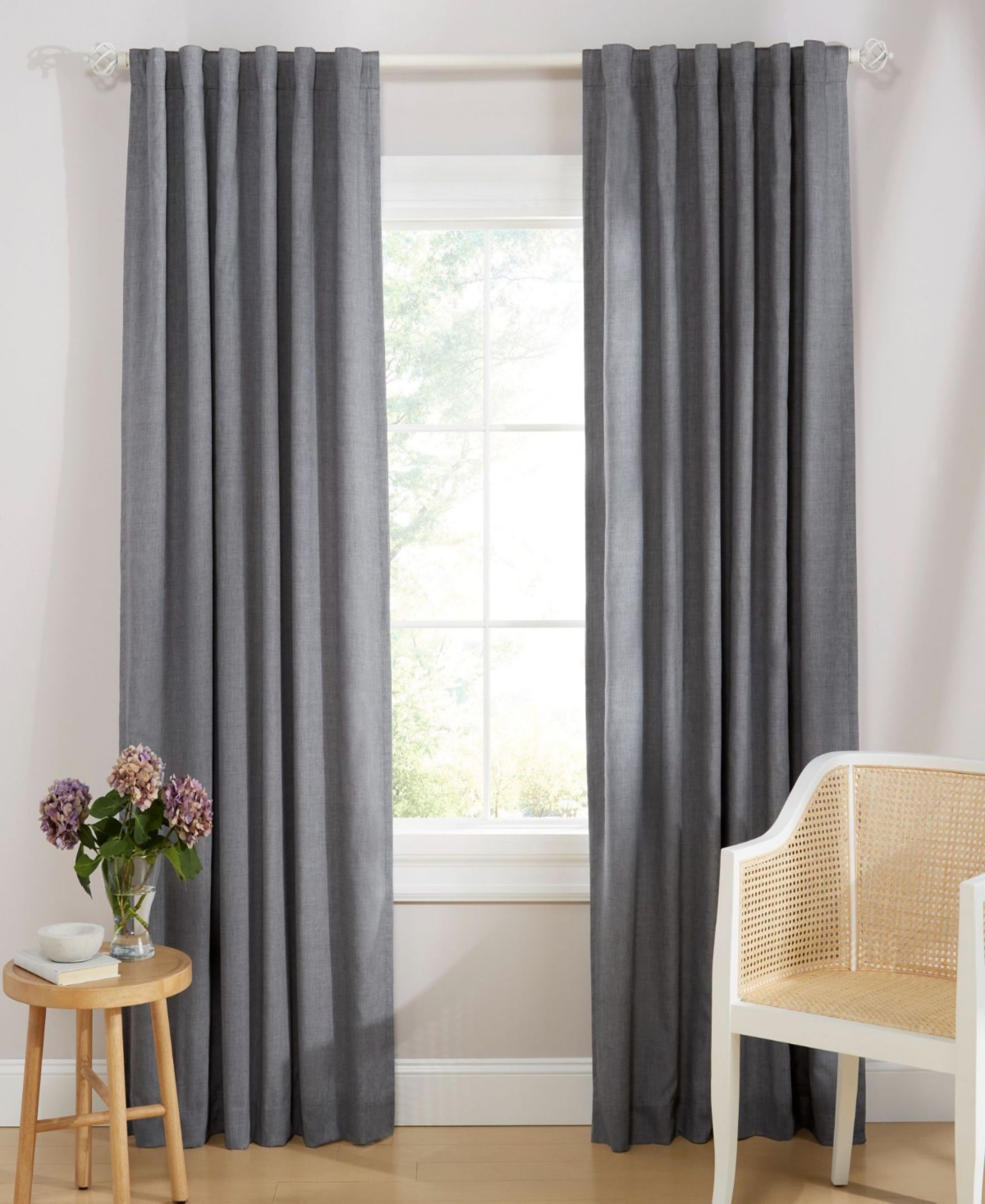 Lauren Ralph Lauren Tyler 100% Blackout Cotton Blend With Lining Back Tab And Rod Pocket Curtain Panel, 50" X 96" In Gray