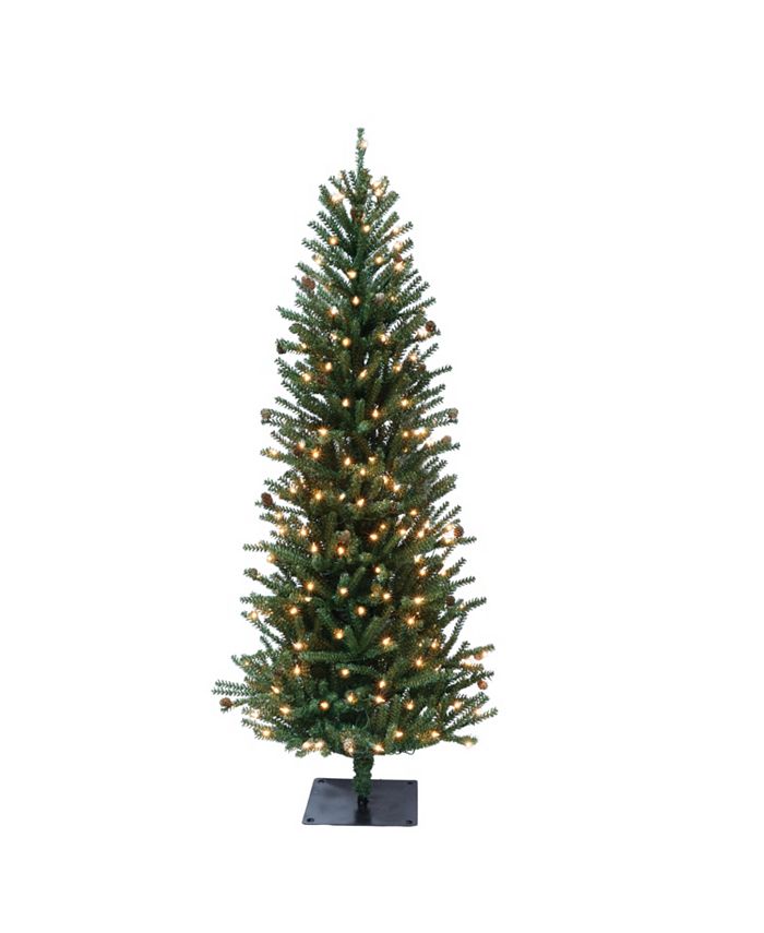 Puleo PreLit Fir Artificial Christmas Tree with Pines Cones and 200
