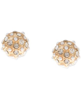 Gold-Tone Pav&eacute; Fireball Stud Earrings