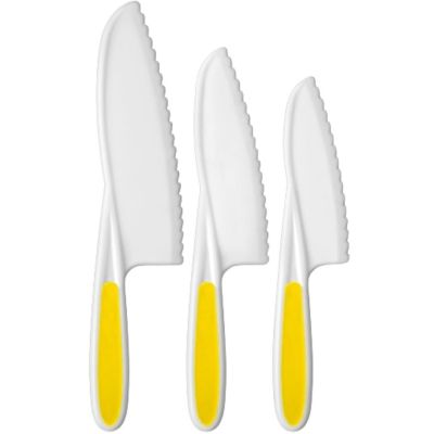 3-Piece Kids Knife Set for Real Cooking & Baking with Serrated Edges