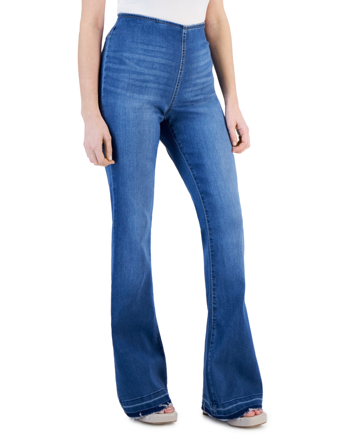 Inc International Concepts Petite Pull-on Released-hem Jeans, Created For Macy's In Medium Indigo