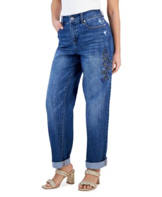 I.N.C. International Concepts - Mid-Rise Beaded Boyfriend Jeans