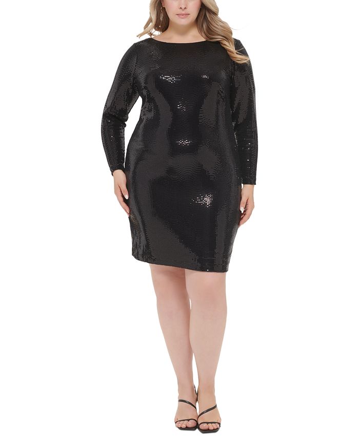 Calvin Klein Plus Size Sequined Cowl-Back Sheath Dress & Reviews - Dresses  - Plus Sizes - Macy's