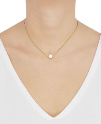 Macy's Cultured Freshwater Pearl (8mm) Solitaire 18" Pendant Necklace in 14k Gold-Plated Sterling Silver