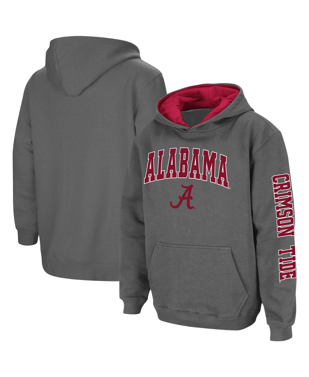 Youth Boys ColosseumAlabama Crimson Tide 2-Hit Team Pullover Hoodie - Charcoal