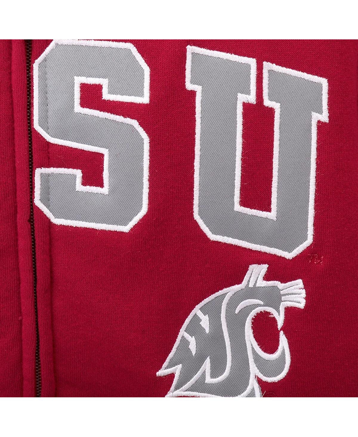 Youth BoysWashington State Cougars Applique Arch and Logo Full-zip Hoodie - Crimson