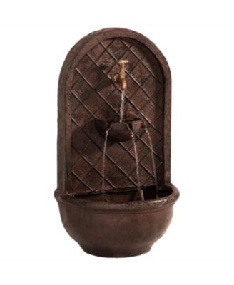Messina 26-Inch Polystone Outdoor Wall Water Fountain - Electric Submersible Pump - Bronze Finish