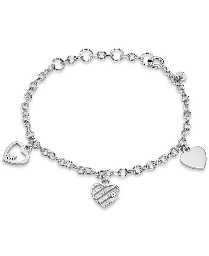 Michael Kors Sterling Silver Open Heart Charm Bracelet and Available in  Silver, 14K Rose-Gold Plated or 14K Gold Plated & Reviews - Bracelets -  Jewelry & Watches - Macy's