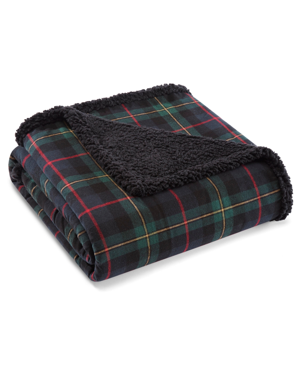 Eddie Bauer Mountain Pine Tartan Cotton Yarn Dye Reversible Flannel Throw, 60" x 50"