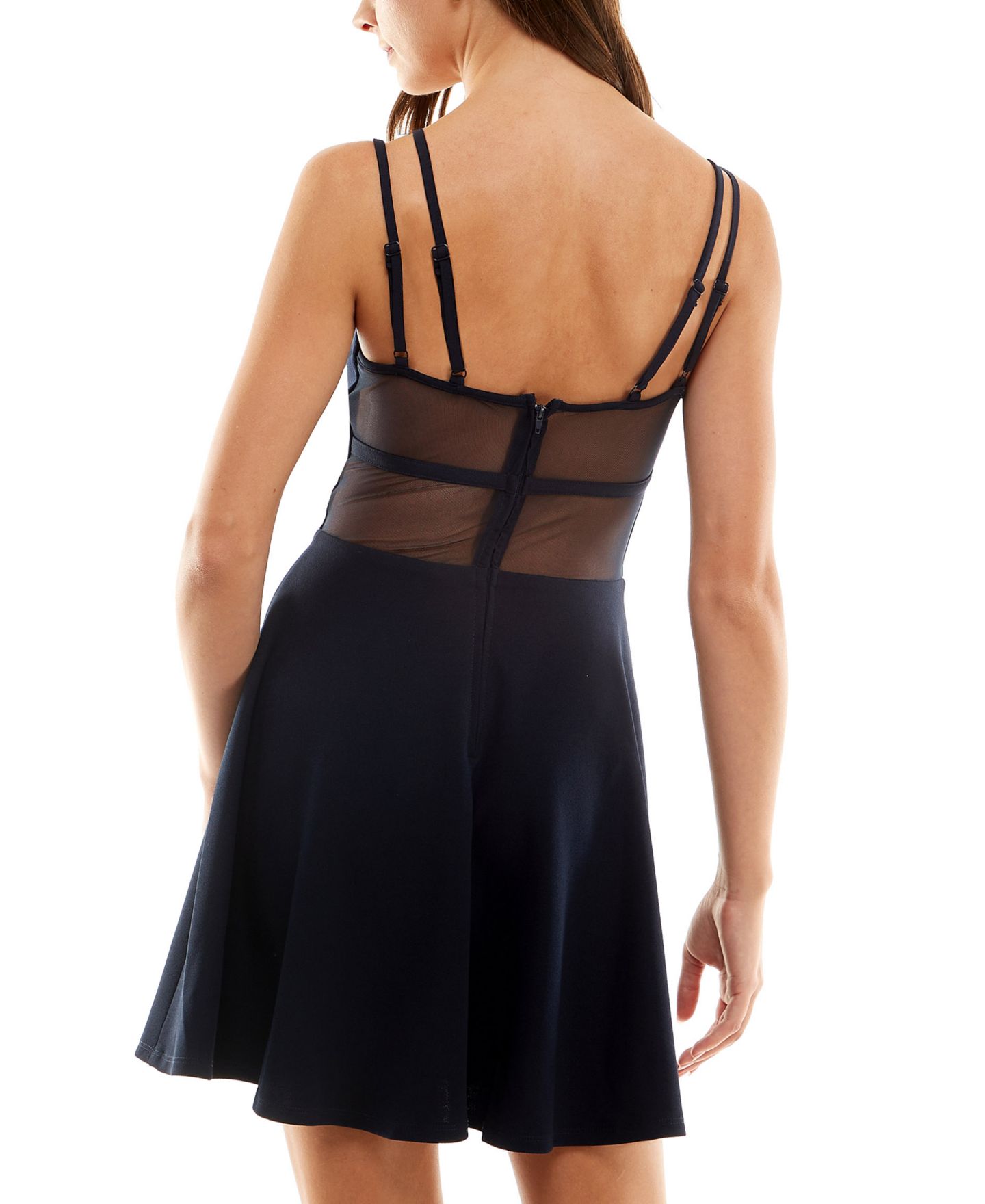 Женское платье City Studios Juniors' Double-Strap Mesh-Back, цвет: Тёмный тёмно-синий — фото 2