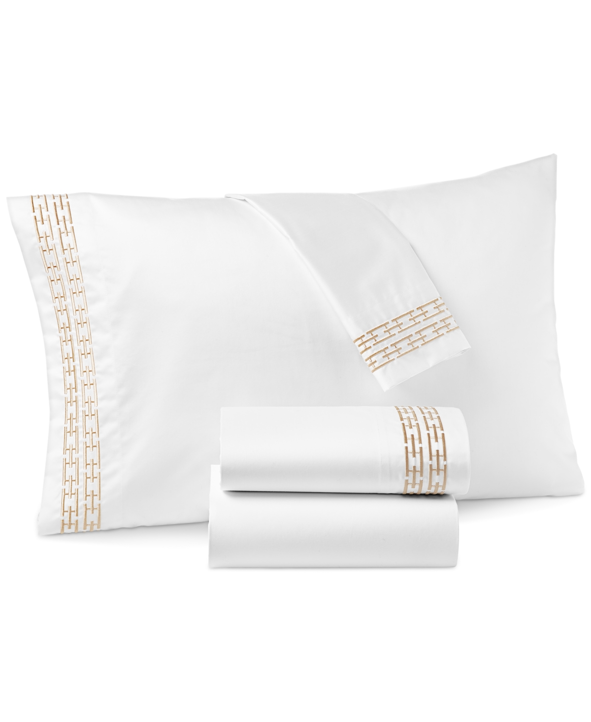 Hotel Collection Chain Links Embroidered 100% Pima Cotton 4-pc. Sheet Set, King, Created For Macy's In Champagne