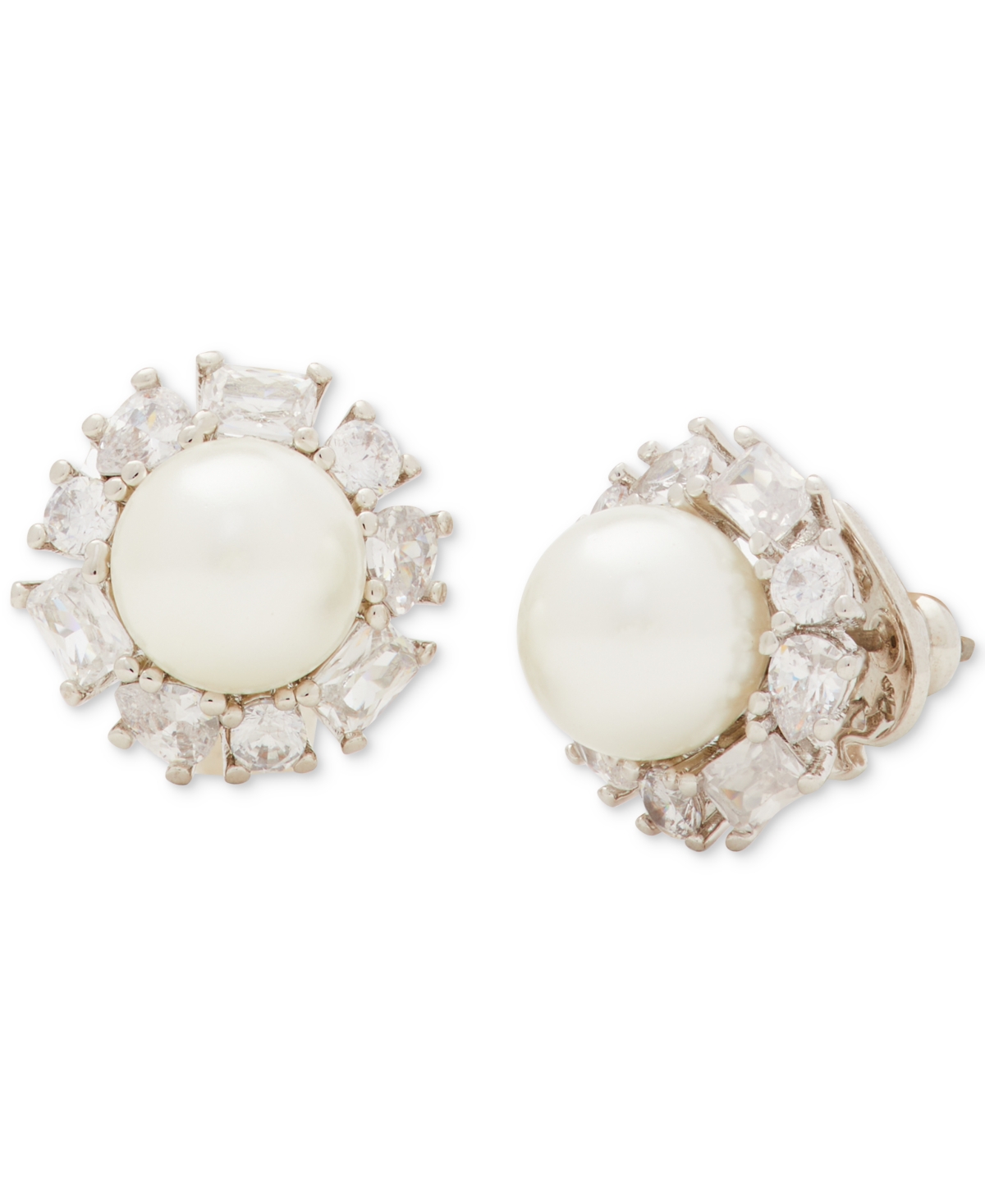 Kate Spade Candy Shop Pearl Halo Studs In Cream/silver