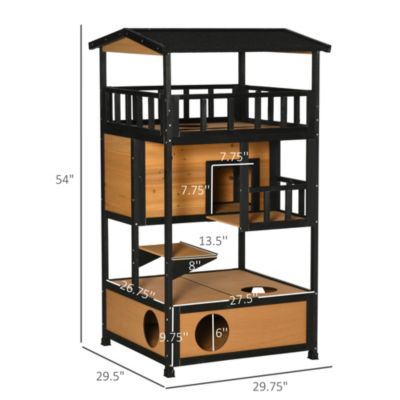 Feral Cat House, Outdoor Kitten Condo, w/ Asphalt Roof, Escape Door