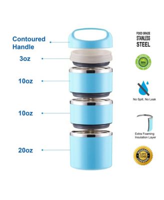 Stackable Compartment Lunch Box With Lunch Bag, Cutlery Set, Blue