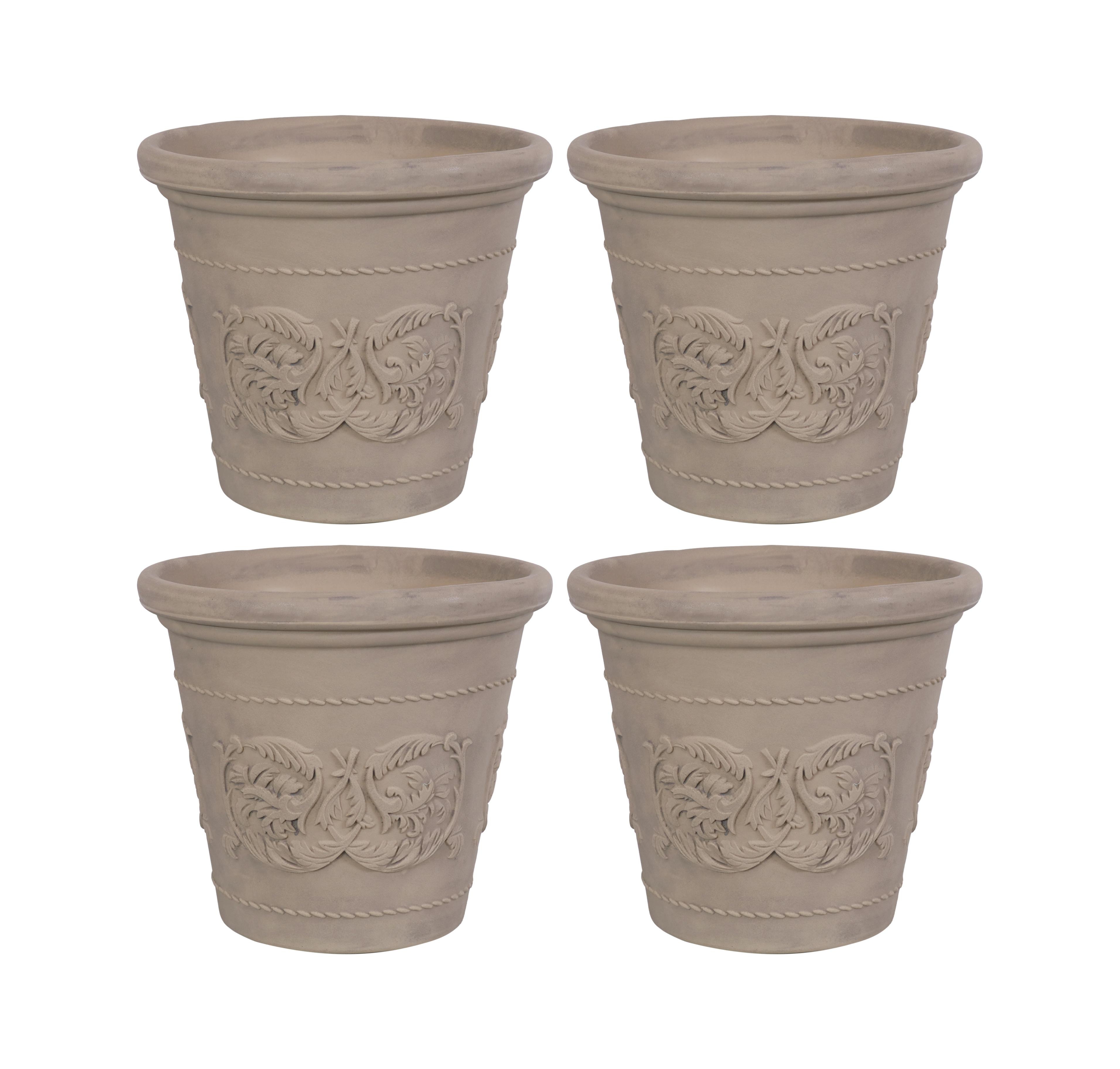 Indoor/Outdoor Patio, Garden, or Porch Weather-Resistant Double-Walled Arabella Flower Pot Planter