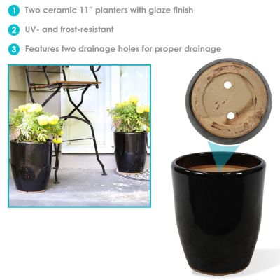 Indoor/Outdoor Captivating Vista Decorative Glazed Ceramic Planters for Greenery or Flowers - 11.5"