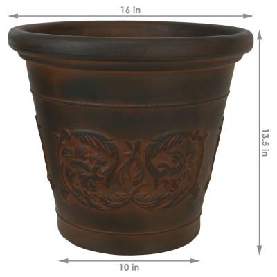 Weather-Resistant Double-Walled Arabella Outdoor Flower Pot Planter - 16"