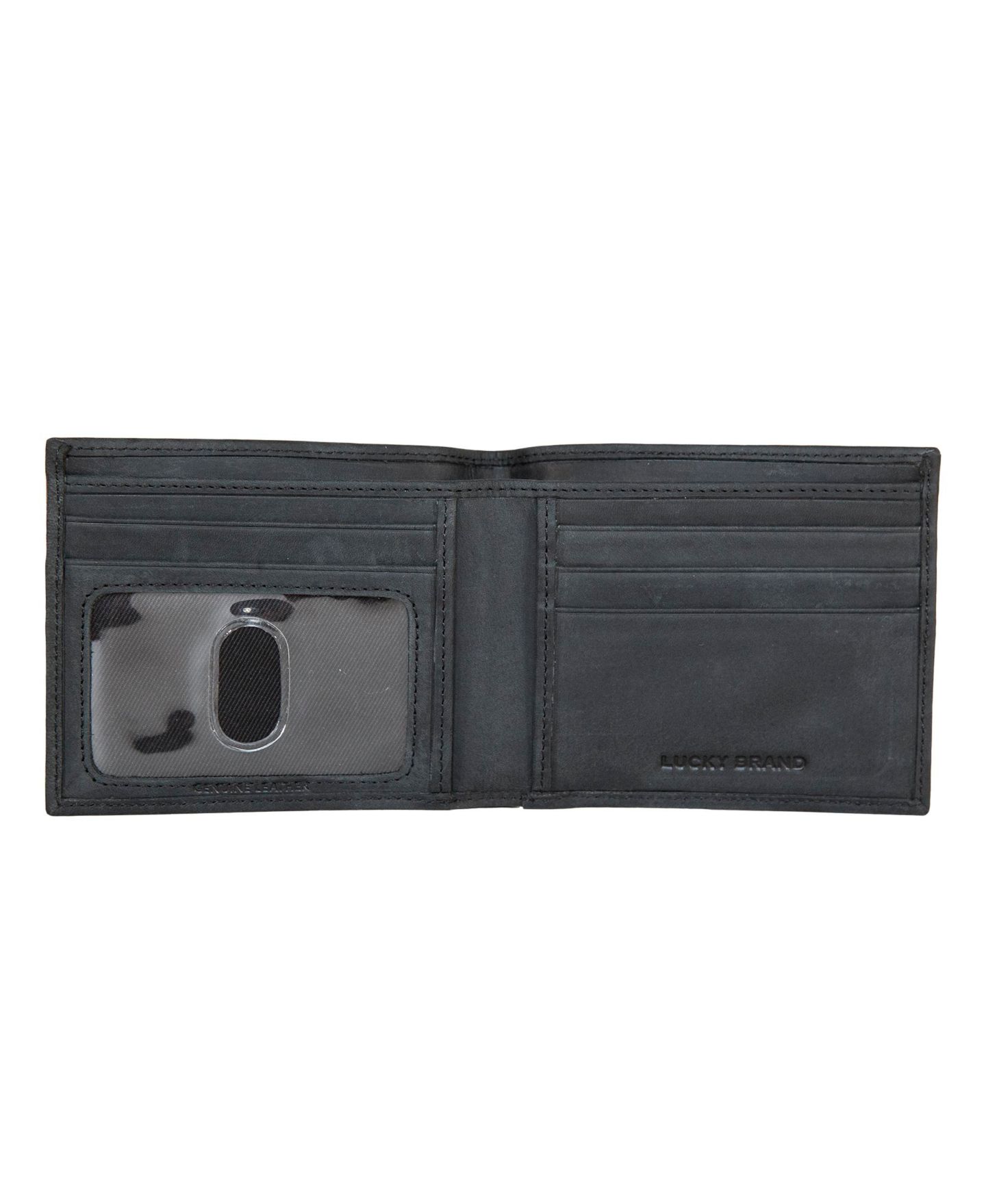 Мужской кошелёк Lucky Brand Flag Embossed Leather Bifold Wallet, цвет: Чёрный — фото 2