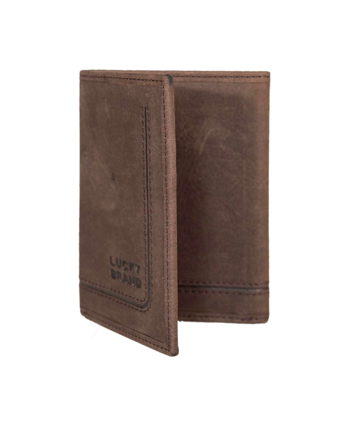 Мужской кошелёк Lucky Brand Grooved Leather Trifold Wallet, цвет: Коричневый — фото 6