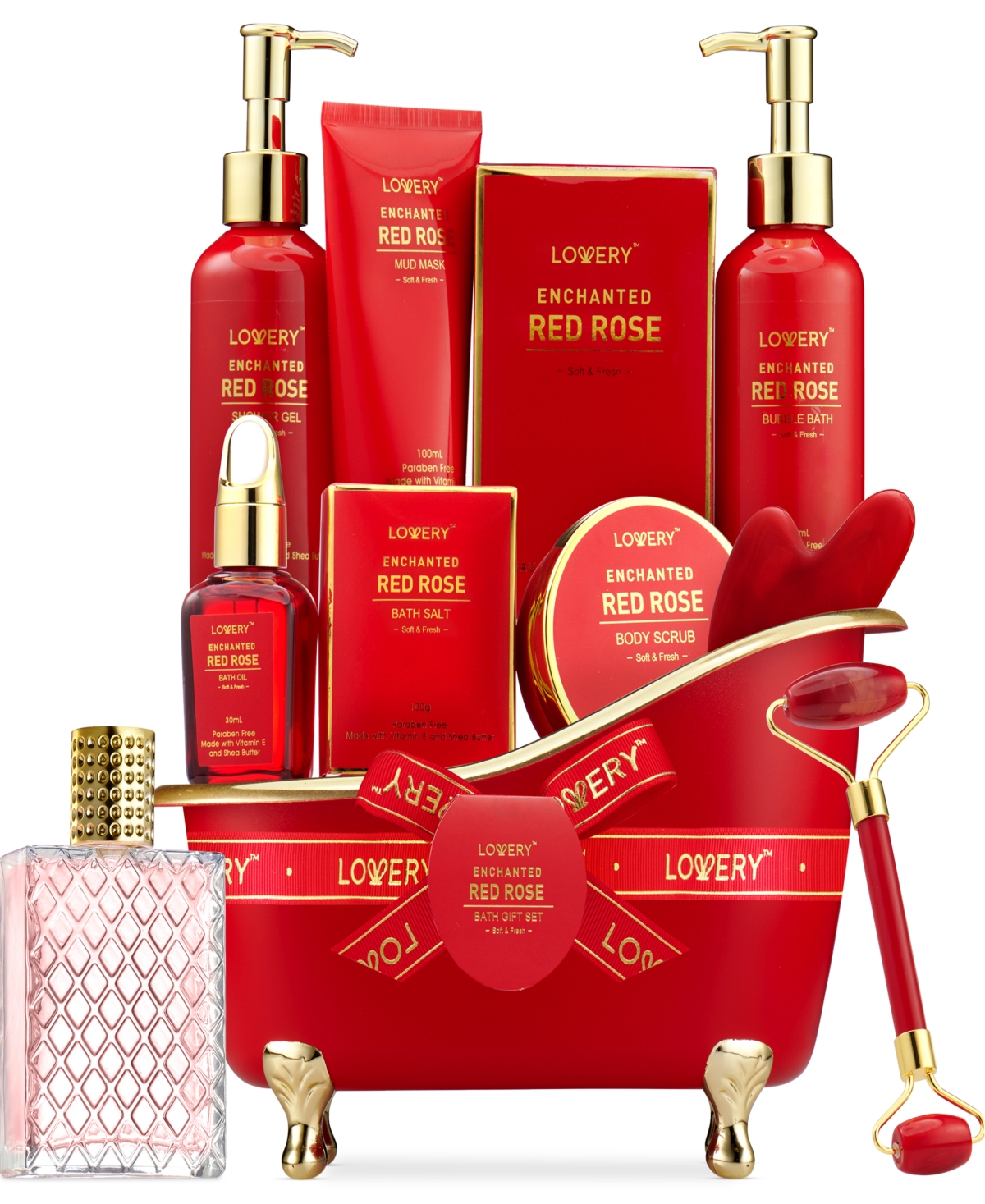 10-Pc. Luxe Red Rose Bath & Body Care Gift Set