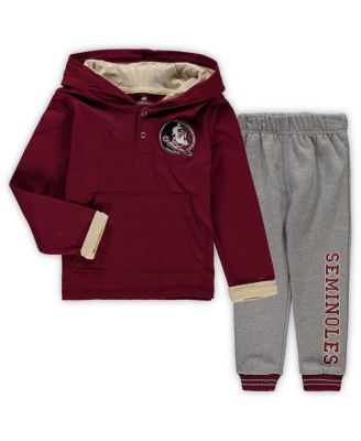 Toddler Boys Garnet, Heathered Gray Florida State Seminoles Poppies Hoodie and Sweatpants Set