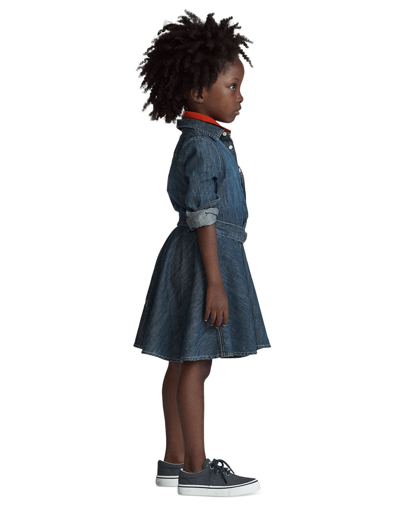 Платье Polo Ralph Lauren Belted Cotton Chino Shirtdress для девочек, цвет: Индиго — фото 6