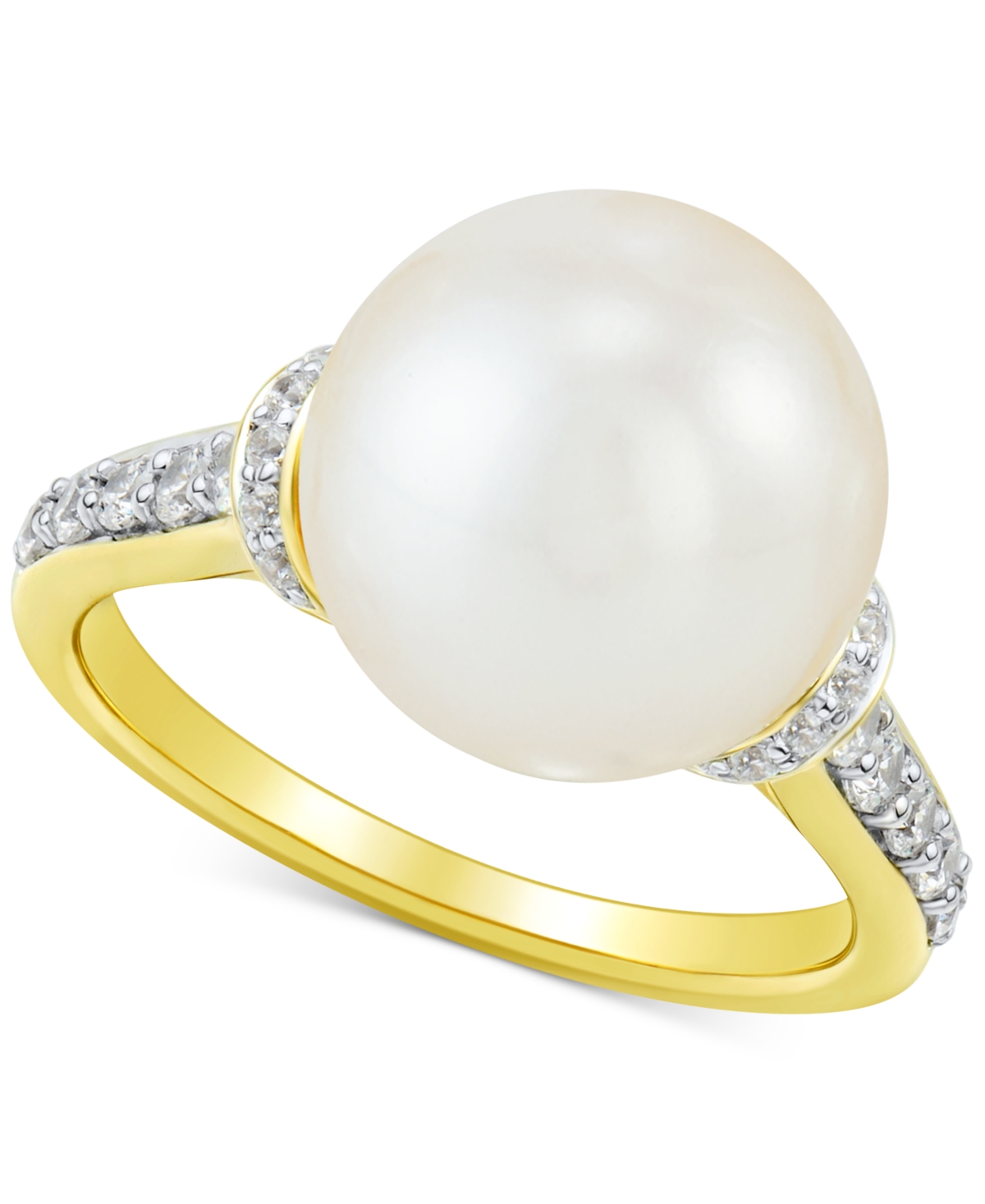 Cultured Ming Freshwater Pearl (11mm) & Diamond (1/3 ct. t.w.) in 14k Gold - Gold