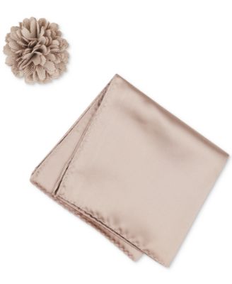 Men's Solid Pocket Square & Lapel Pin Set