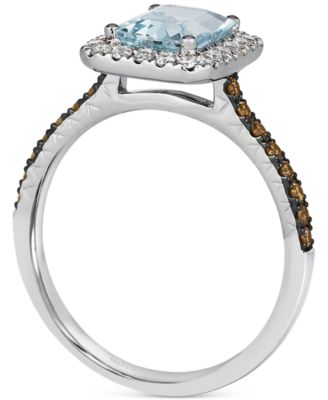 Sea Blue Aquamarine (1-1/6 ct. t.w.) & Diamond (3/8 ct. t.w.) Halo Ring in 14k White Gold