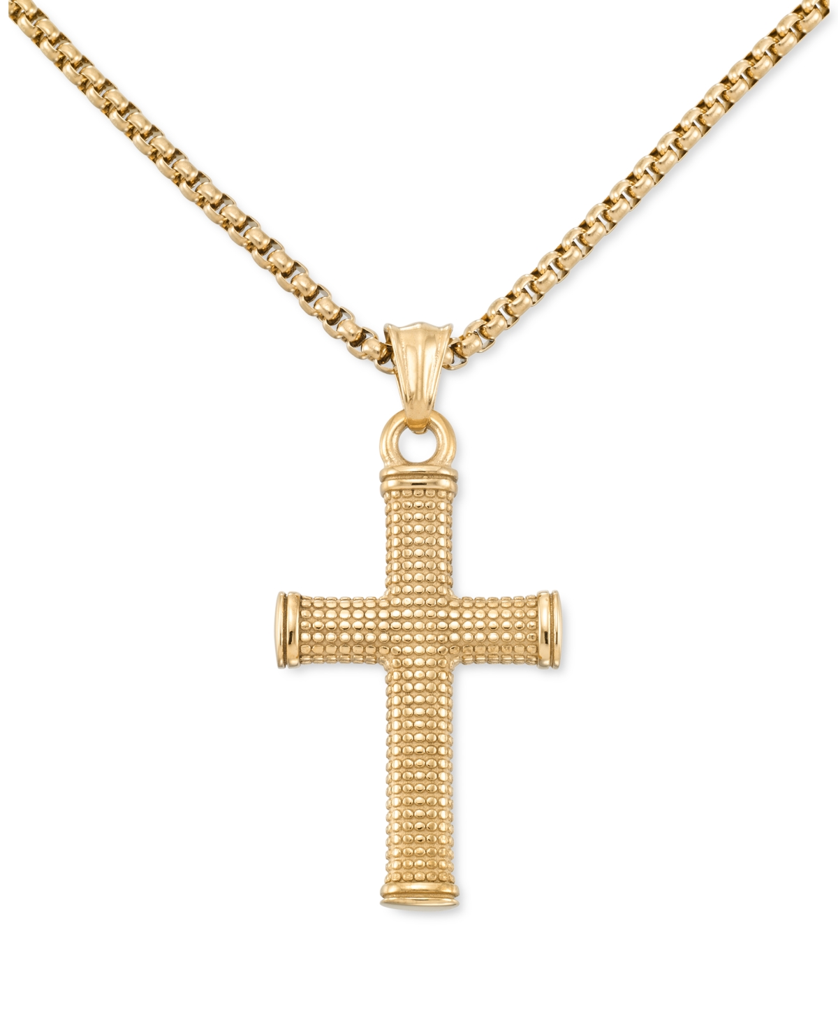 Legacy for Men by Simone I. Smith Textured Cross 24" Pendant Necklace in Gold-Tone Ion-Plated Stainless Steel