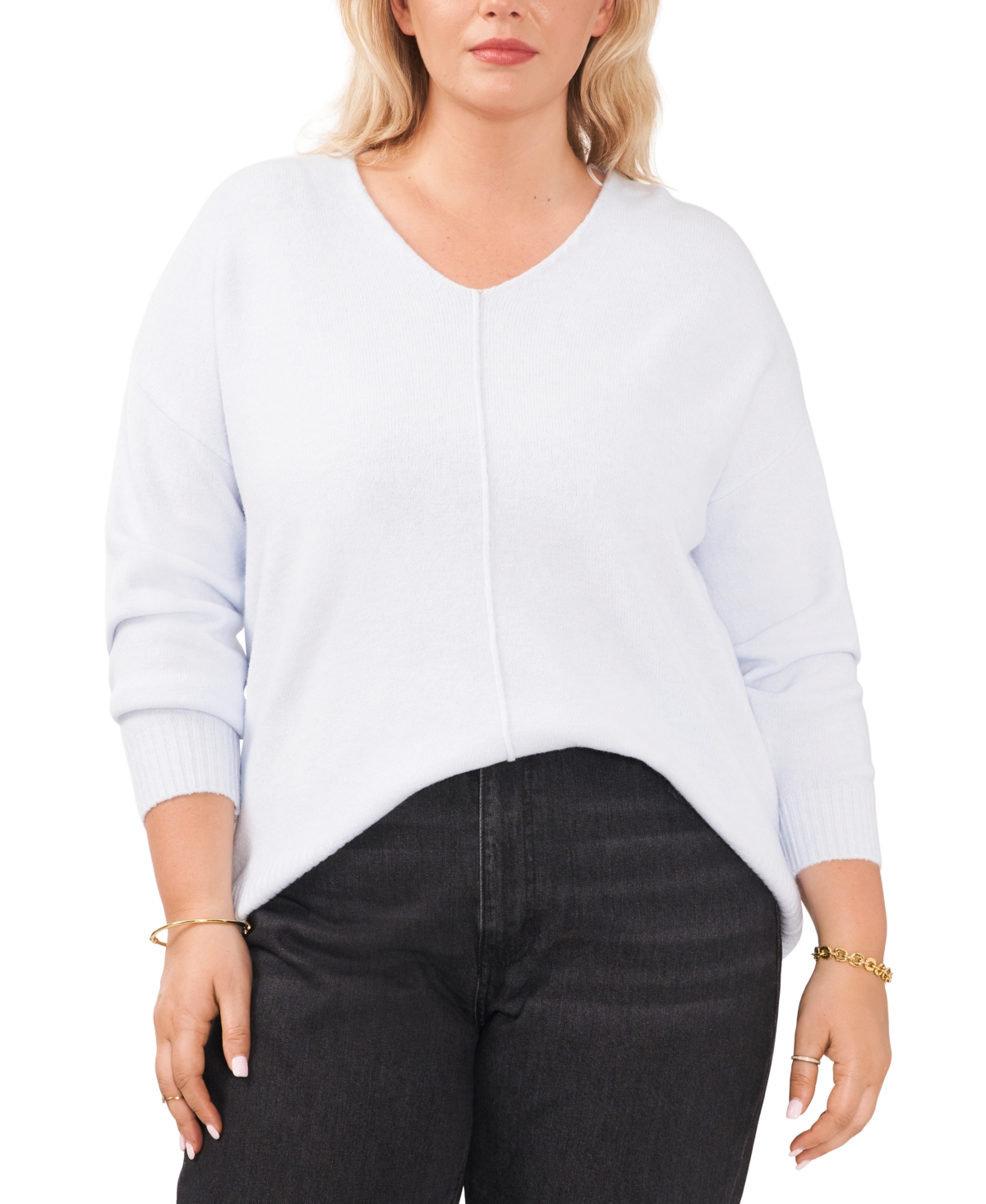 Vince Camuto Plus Size Cozy V-Neck Long Sleeve Sweater