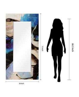 'Motivos' Rectangular On Free Floating Printed Tempered Art Glass Beveled Mirror, 72" x 36"