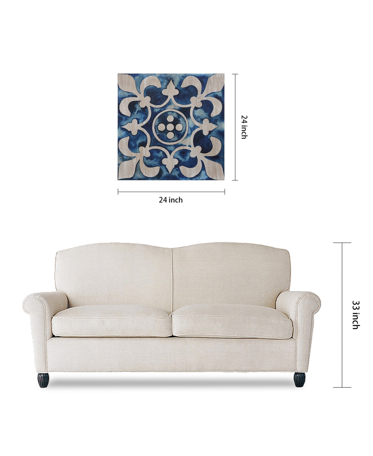 Empire Art Direct 'Cobalt Tile Iii' Fine Giclee Printed Directly On Hand Finished Ash Wood Wall Art,