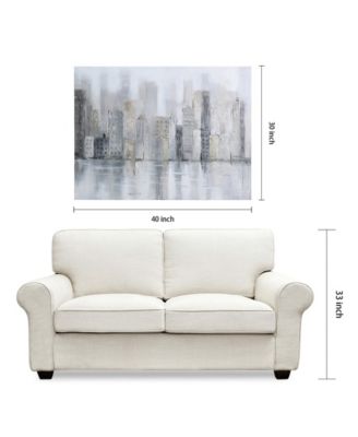 Foggy City Textured Metallic Hand Painted Canvas Wall Art, 30" x 40"