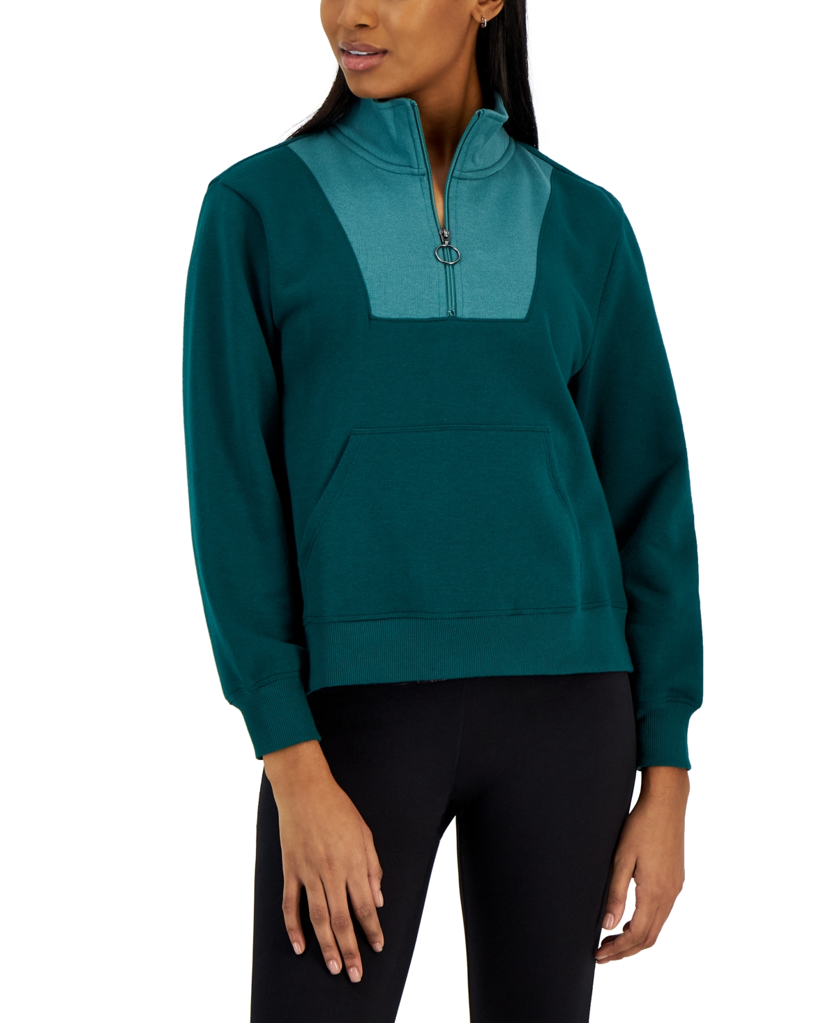  Id Ideology Petite Colorblocked Quarter-Zip Sweatshirt, Created for Macy's